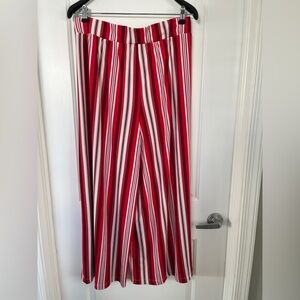 Lane Bryant Red White and black Striped Pants wide leg soft material comfortable